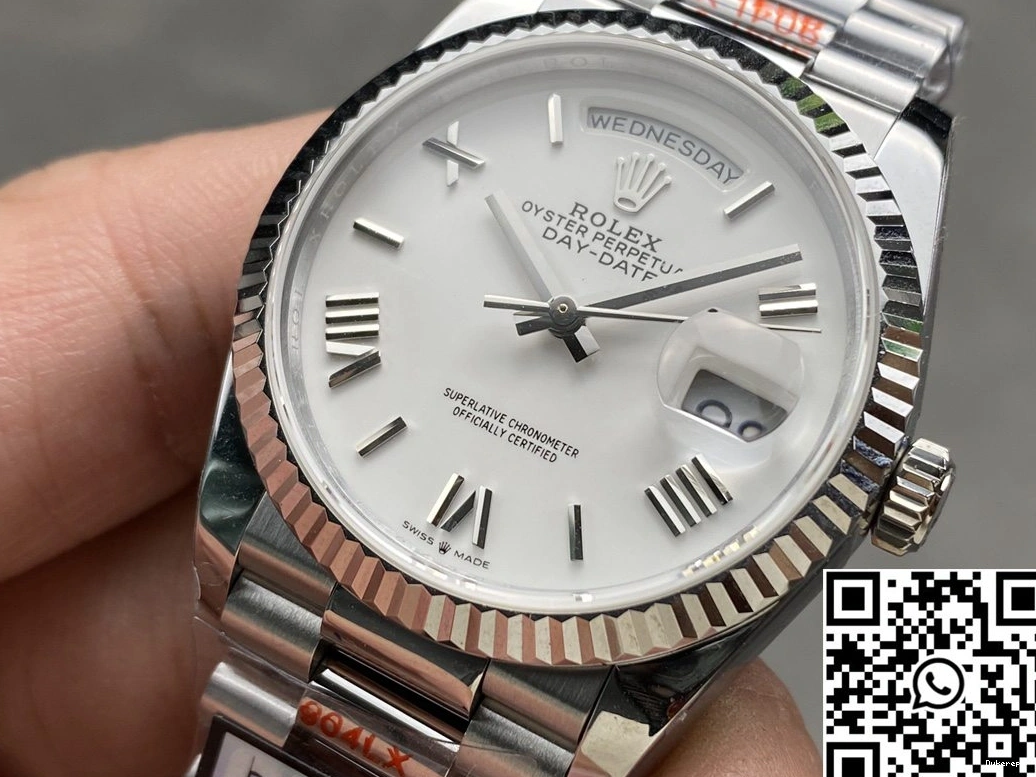 Day Date Steel QF v5 36mm White Dial Rolex M128236-0017 Factory Tungsten 0113